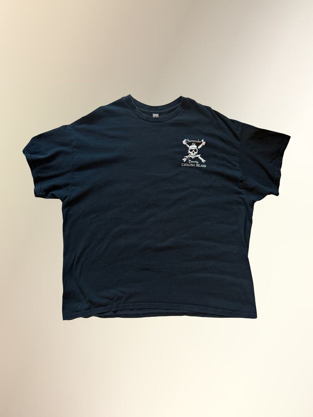 Y2K Surrender the Booty Catalina Island Pirate Skull Tee 2XL Oversized